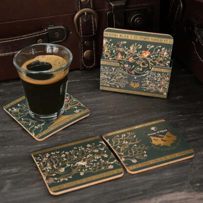 Harry Potter Untersetzer 4er Set mit Black Family Stammbaum, 9,5 x 9,5 cm, Kork und Kunststoff