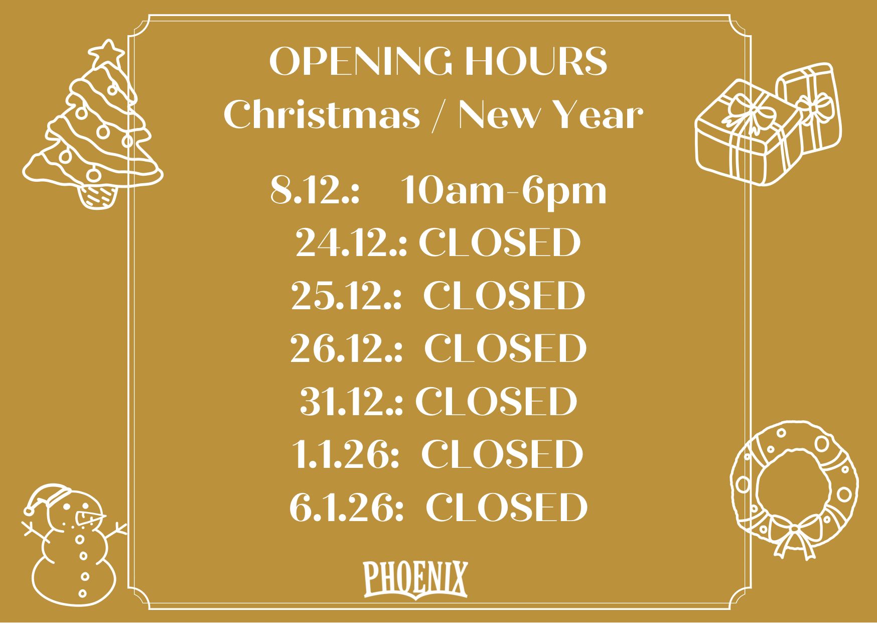 Öffnungszeiten Weihnachten 2025 Neujahr 2026